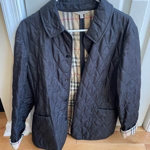 Burberry Black Quilted Coat Size Medium